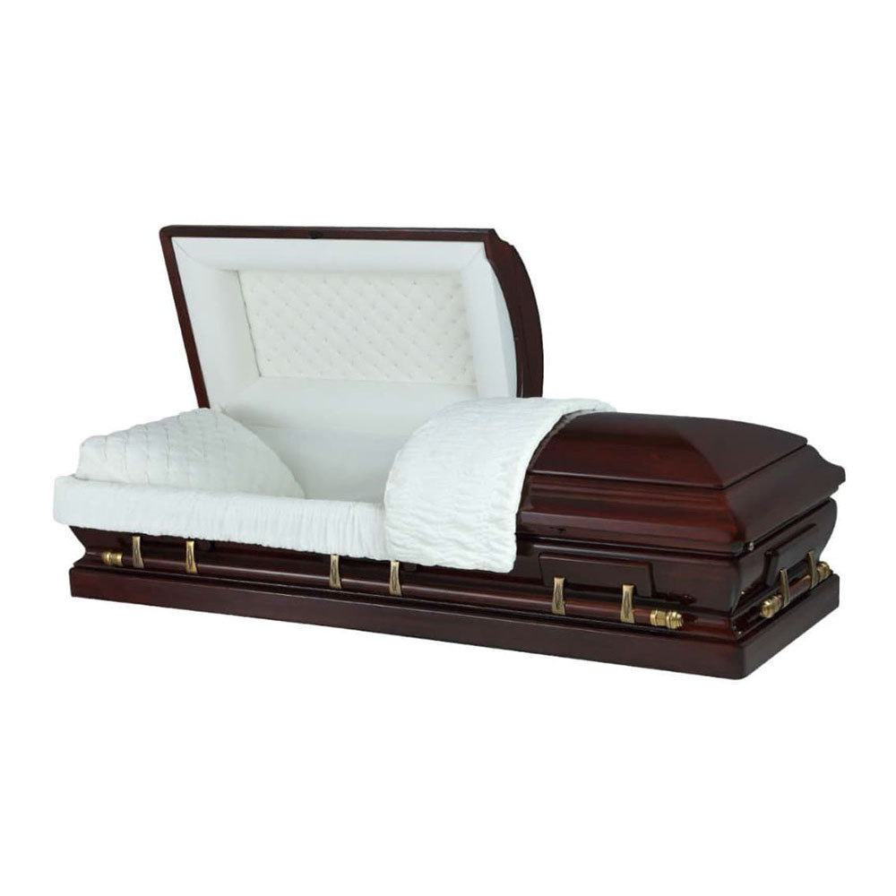 Admira walnut finish casket with brass hardware